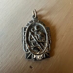 Vintage St Christopher Protect Us‎ Medal Pendant Charm